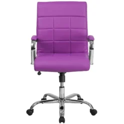 Emma And Oliver Mid-Back Vinyl Executive Swivel Office Chair With Chrome Base And Arms -Emma And Oliver GUEST 3f12d223 9161 4980 97b6 e49e2e040d5a