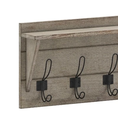 Emma And Oliver Rustic Wall Hanging Storage Rack With 5 Hooks For Entryway, Kitchen, Bathroom And More 7 Emma And Oliver Rustic Wall Hanging Storage Rack With 5 Hooks For Entryway, Kitchen, Bathroom And More - Image 7