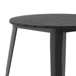 Emma And Oliver Indoor/Outdoor Dining Table, 30" Round All Weather Poly Resin Top With Steel Base -Emma And Oliver GUEST 3fc15d67 f0d0 40d4 89b2 5bdf9c210d7c