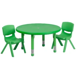Emma And Oliver 33" Round Plastic Height Adjustable Activity Table Set With 2 Chairs -Emma And Oliver GUEST 3fc3900a c6da 4aba 8d2b 0b5f6306e3a4