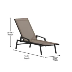 Emma And Oliver Textilene Adjustable 5 Position Patio Chaise Lounge With Armrests And Metal Frame -Emma And Oliver GUEST 3fde9f15 3955 46bb 988f c69824d4eef3