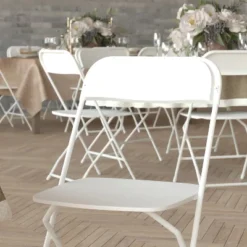 Emma And Oliver 4 Pack Of All-Weather, Extra Wide Contoured Plastic Folding Chairs With Metal Frame And 650 Lb. Static Weight Capacity -Emma And Oliver GUEST 3ff87c05 5d08 4704 9d35 d1265b3139ce