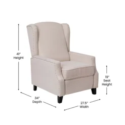 Emma And Oliver Fabric Upholstered Easy Push Back Recliner - Classic Wingback Design With Nailhead Accent Trim And Footrest 19 Emma And Oliver Fabric Upholstered Easy Push Back Recliner - Classic Wingback Design With Nailhead Accent Trim And Footrest -Emma And Oliver GUEST 40e5f3be 1f80 4357 a5df af2f79a184bb