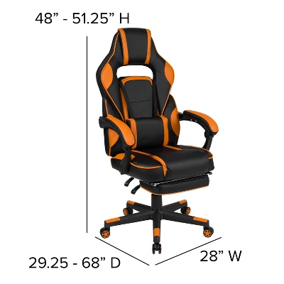Emma And Oliver Black/Orange Ergonomic Gaming Chair -Recline Back/Arms, Footrest, Massaging Lumbar 7 Emma And Oliver Black/Orange Ergonomic Gaming Chair -Recline Back/Arms, Footrest, Massaging Lumbar - Image 7
