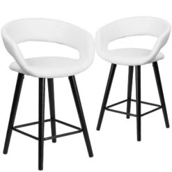 Emma And Oliver 2 Pk. 24'' High Contemporary Vinyl Counter Height Stool With Cappuccino Wood Frame -Emma And Oliver GUEST 40fc6b44 57ef 435f abee 1db8d05ea7ea
