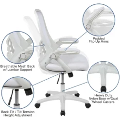 Emma And Oliver High Back White Mesh Ergonomic Office Chair With White Frame And Flip-up Arms 14 Emma And Oliver High Back White Mesh Ergonomic Office Chair With White Frame And Flip-up Arms -Emma And Oliver GUEST 4150c8fb 9b0a 4415 830d 1fd4b64f2f71