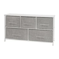 Emma And Oliver 5 Drawer Storage Chest With Wood Top & Dark Fabric Pull Drawers -Emma And Oliver GUEST 415e071b c464 417e a26a aaec1a626e5c
