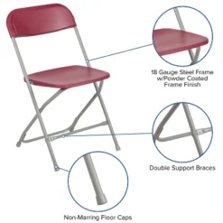 Emma And Oliver Set Of 10 Stackable Folding Plastic Chairs - 650 LB Weight Capacity