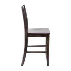 Emma And Oliver Set Of 2 Wooden Modern Farmhouse Bar Height Dining Stool With Decorative Carved Backrest And Wood Seat -Emma And Oliver GUEST 42164bb0 18b9 48d2 b4bd 33316e309469