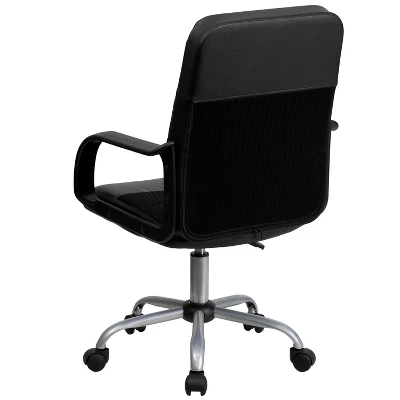 Emma And Oliver Mid-Back Black LeatherSoft And Mesh Swivel Task Office Chair With Arms 6 Emma And Oliver Mid-Back Black LeatherSoft And Mesh Swivel Task Office Chair With Arms - Image 6