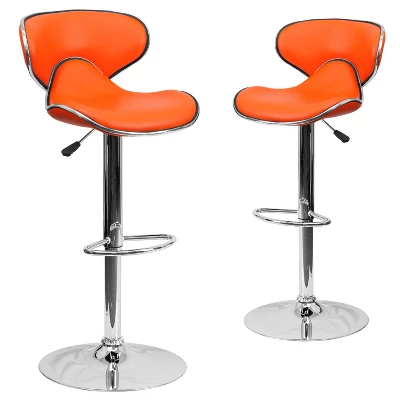 Emma And Oliver 2 Pack Contemporary Cozy Mid-Back Vinyl Adjustable Height Barstool With Chrome Base 12 Emma And Oliver 2 Pack Contemporary Cozy Mid-Back Vinyl Adjustable Height Barstool With Chrome Base - Image 12
