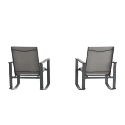Emma And Oliver Set Of 2 Outdoor Rocking Chairs With Flex Comfort Material And Metal Frame -Emma And Oliver GUEST 42646162 a74d 4da9 a7fa 0f36b27a13f8