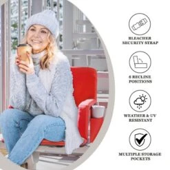 Emma And Oliver Portable Heated Reclining Stadium Chair With Armrests, Heated Padded Back & Heated Seat With Dual Storage Pockets And Backpack Straps -Emma And Oliver GUEST 42811bde b9dc 4d4a 997a 68c843b7eb7a