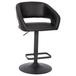 Emma And Oliver Shae Contemporary Upholstered Adjustable Height Barstool With Rounded, Cutout Mid-Back And Pedestal Base -Emma And Oliver GUEST 42815456 b222 4e6f a054 afdd614caa3d