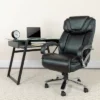 Emma And Oliver 500 Lb. Big & Tall Black LeatherSoft Ergonomic Office Chair With Extra Wide Seat
