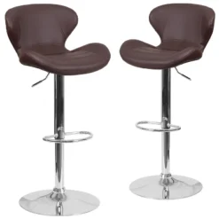 Emma And Oliver 2 Pack Contemporary Vinyl Adjustable Height Barstool With Curved Back And Chrome Base -Emma And Oliver GUEST 435133f1 1c53 424d b98c 7c68304184f5