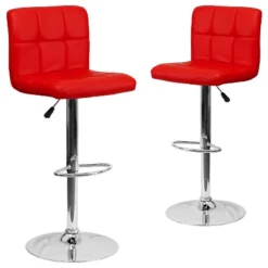 Emma And Oliver 2 Pack Contemporary Quilted Vinyl Adjustable Height Barstool With Chrome Base -Emma And Oliver GUEST 440d313e d599 4b21 9200 8857b50a636e