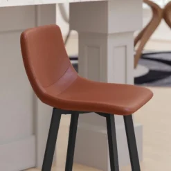 Emma And Oliver Set Of Two 24" Modern Upholstered Barstools, Matte Metal Frames And Plastic Floor Glides -Emma And Oliver GUEST 446d577c 099d 47ec 974d c20b3e1b2882