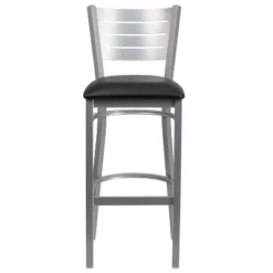 Emma And Oliver Silver Slat Back Metal Restaurant Dining Barstool -Emma And Oliver GUEST 4535e0cf 0902 41de adca 71bd3353a524