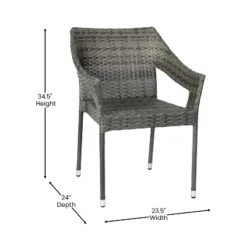 Emma And Oliver All-Weather Indoor/Outdoor Stacking Patio Dining Chair With Steel Frame And Weather Resistant PE Rattan -Emma And Oliver GUEST 46820a59 d0f6 4e4d 8c27 1579e30e6acf