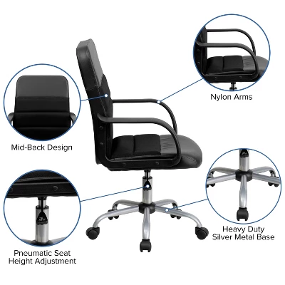 Emma And Oliver Mid-Back Black LeatherSoft And Mesh Swivel Task Office Chair With Arms 2 Emma And Oliver Mid-Back Black LeatherSoft And Mesh Swivel Task Office Chair With Arms - Image 2