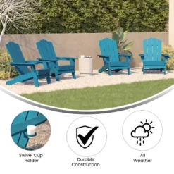 Emma And Oliver Set Of 4 Adirondack Chairs With Cup Holders, Weather Resistant HDPE Adirondack Chairs -Emma And Oliver GUEST 46c86a7c bd5b 4497 b893 5298ac245c62