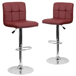 Emma And Oliver 2 Pack Contemporary Quilted Vinyl Adjustable Height Barstool With Chrome Base -Emma And Oliver GUEST 46f4172d e621 49bc 9c2a e5c555c2d532