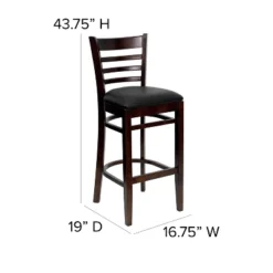 Emma And Oliver Ladder Back Wooden Restaurant Dining Barstool -Emma And Oliver GUEST 47304029 13bc 4706 8cbe f96b8453da69