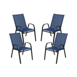 Emma And Oliver 4 Pack Outdoor Stack Chair With Flex Comfort Material - Patio Stack Chair -Emma And Oliver GUEST 473b78fe 7e17 4ffe 8707 22ffbeeb62e2