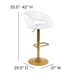 Emma And Oliver Shae Contemporary Upholstered Adjustable Height Barstool With Rounded, Cutout Mid-Back And Pedestal Base -Emma And Oliver GUEST 47753961 39e9 4ba8 b599 8f8be42fd913