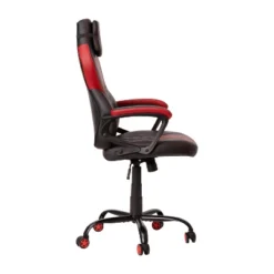 Emma And Oliver Ergonomic High Back Swivel Gaming Chair With Diamond Stitch Black Faux Leather Upholstery With Red Accent Stripes, Padded Arms -Emma And Oliver GUEST 47bd88f2 666e 47eb ad31 47a0916dcd65