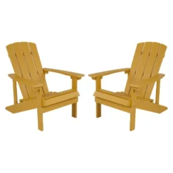 Emma And Oliver 2 Pack Outdoor All-Weather Poly Resin Wood Adirondack Chairs -Emma And Oliver GUEST 47f55bce ae47 4cd5 9aa8 7f6d4eb3b8d3
