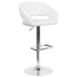 Emma And Oliver Shae Contemporary Upholstered Adjustable Height Barstool With Rounded, Cutout Mid-Back And Pedestal Base -Emma And Oliver GUEST 488f927a 97f4 4bde 95e5 a116a8b75a62