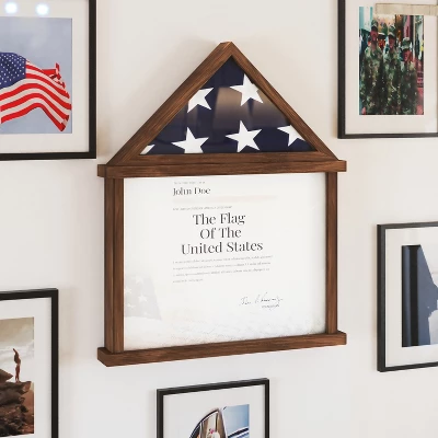 Emma And Oliver Small Solid Wood Memorial Flag Case With Certificate Holder And Shadow Box Display 1 Emma And Oliver Small Solid Wood Memorial Flag Case With Certificate Holder And Shadow Box Display