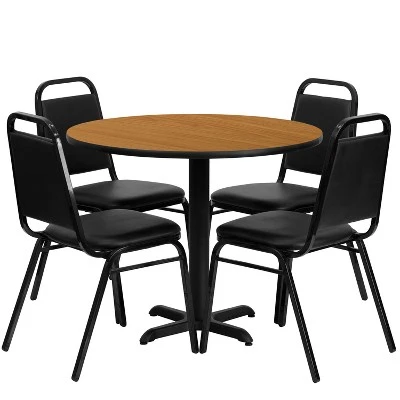 Emma And Oliver 36" Round Laminate X-Base Table Set With 4 Banquet Chairs 4 Emma And Oliver 36" Round Laminate X-Base Table Set With 4 Banquet Chairs - Image 4