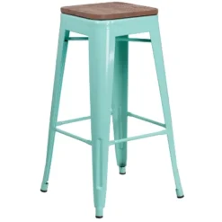 Emma And Oliver 30"H Backless Barstool With Square Wood Seat -Emma And Oliver GUEST 49b38aea 56f9 46da aeda 21fc520b2fed