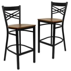 Emma And Oliver 2 Pack "X" Back Metal Restaurant Barstool -Emma And Oliver GUEST 49b61644 11f7 4f0b b4ad eddfd5cb1936