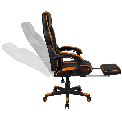 Emma And Oliver Black/Orange Ergonomic Gaming Chair -Recline Back/Arms, Footrest, Massaging Lumbar 9 Emma And Oliver Black/Orange Ergonomic Gaming Chair -Recline Back/Arms, Footrest, Massaging Lumbar - Image 9