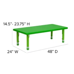 Emma And Oliver 24"W X 48"L Rectangular Plastic Height Adjustable Activity Table -Emma And Oliver GUEST 4aa26844 a6b7 4eee be0d 593c9f36b187