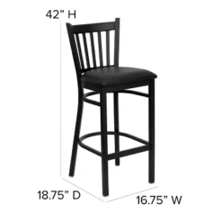 Emma And Oliver Black Vertical Back Metal Restaurant Dining Barstool -Emma And Oliver GUEST 4afef94c 70dc 44ac a48e 9c10bc2f14a8
