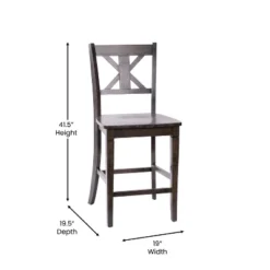 Emma And Oliver Set Of 2 Wooden Modern Farmhouse Bar Height Dining Stool With Decorative Carved Backrest And Wood Seat -Emma And Oliver GUEST 4b066968 dc89 4c03 808a d97bf518a656