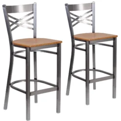 Emma And Oliver 2 Pack Clear Coated "X" Back Metal Restaurant Barstool -Emma And Oliver GUEST 4b29301c 0e57 4ac7 8fa3 b36ac2d2565e
