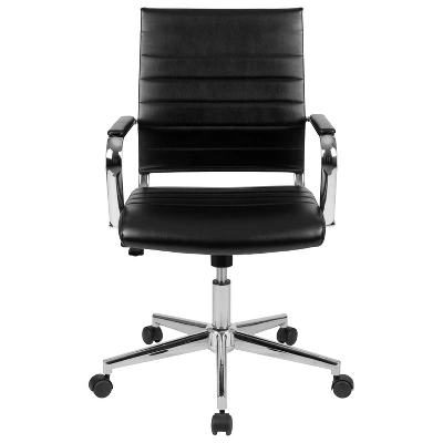 Emma And Oliver Mid-Back LeatherSoft Ribbed Executive Swivel Office Chair - Desk Chair 2 Emma And Oliver Mid-Back LeatherSoft Ribbed Executive Swivel Office Chair - Desk Chair - Image 2