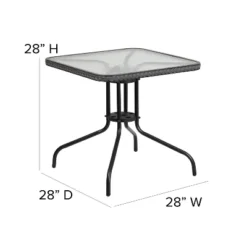 Emma And Oliver 28" Square Tempered Glass Metal Table With Rattan Edging 11 Emma And Oliver 28" Square Tempered Glass Metal Table With Rattan Edging -Emma And Oliver GUEST 4bc452cf 3540 47a7 aaaa e692f0468f0c
