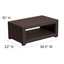 Emma And Oliver Chocolate Brown Faux Rattan Coffee Table -Emma And Oliver GUEST 4c10282e 4a04 4297 af3a e3c8de4d5ffa