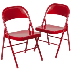 Emma And Oliver 2 Pack Home & Office Double Braced Party Events Steel Metal Folding Chair -Emma And Oliver GUEST 4c221c5f 7377 4692 8b59 87cd738d11ed