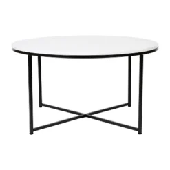 Emma And Oliver Laminate Living Room Coffee Table With Crisscross Metal Frame -Emma And Oliver GUEST 4c2b8eaa a277 457a a673 9e138f82e63f