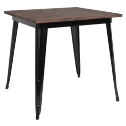 Emma And Oliver 31.5" Square Metal Indoor Table With Rustic Wood Top -Emma And Oliver GUEST 4c9a92f6 6b04 42ea b2ff b71863c34acf
