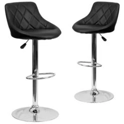 Emma And Oliver 2 Pack Contemporary Vinyl Bucket Seat Adjustable Height Barstool With Diamond Pattern Back And Chrome Base -Emma And Oliver GUEST 4ca5b3e7 e5c7 4baa b0a2 f2266e1225dd