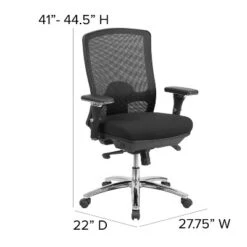 Emma And Oliver 24/7 350 Lb. Big & Tall Black Mesh Synchro-Tilt Swivel Ergonomic Office Chair -Emma And Oliver GUEST 4d2a7bc8 2968 4b11 8e3e 264db92ffcfa